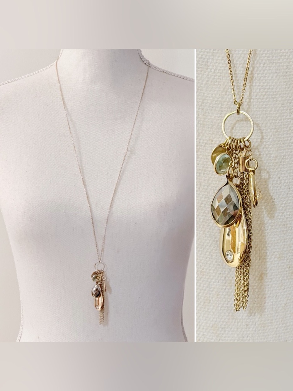 LOFT Gold-Tone Delicate Chain Long Pendant Necklace